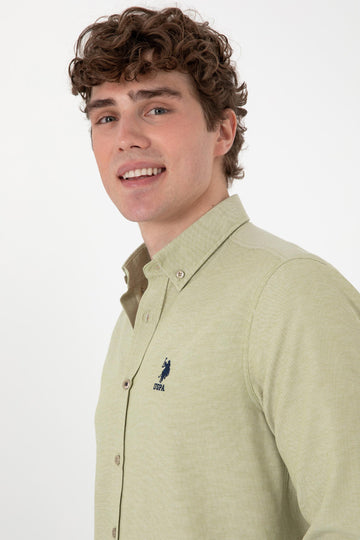 USPA Men Shirt Nova Slim Full Sleeve Light Khaki VR183 USPSH357 US Polo Assn.